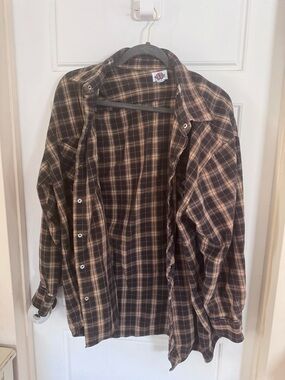 Dickies Brown and Tan Plaid Work Shirt
